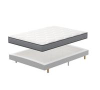DEWINNER Matelas Ressorts Ensachés et Sommier 140x200 Ensemble, Matelas À Mémoire de Forme et Ressorts+Sommier Tapissier 1 avec 9 Pieds, 2x14 Lattes, Hauteur du Cadre de Lit 29 cm(140x200x20cm)