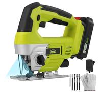 DEWINNER Scie Sauteuse sans fil 20V,vendue avec batterie 2,0 Ah, chargeur et coffret Gants,5pcs lames,Action Orbitale à 4 positions avec Jeu de, 0-45°, Changement de Lames Rapide