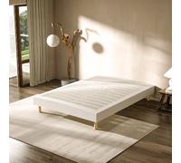 DEWINNER Sommier tapissier 140x190 cm, 4 pieds en bois, 2 pieds centraux réglables en fer