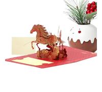 Dewireaey Cartes Nouvel An Chinois 2026 - Cartes De Vœux Cheval, Carte Pliable Rouge Et Or Année Du Cheval 2026, Carte De Vœuxs Traditionnelle Avec Enveloppe, Pour Les Meilleurs Vœux, Pour Et Amis