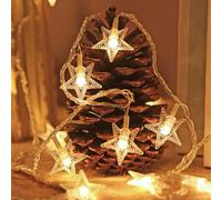 Dewireaey Guirlande Lumineuse Étoilée - 20 LED Lumières Extérieures en Étoiles,Lumière 3.00 m pour Balcon Lit Tente Plafond Chambre Salon Arbre Fête Noël etc.