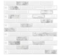 DEWOO 3d Relief Carrelage Adhesif Mural Credence Adhesive Cuisine 10 Pièces | Autocollant,Gris,Pierre Marbre Effet,Vinyle,Plastique,Salle de Bain,Washbasin,Buanderie,30.5x 30.5 cm