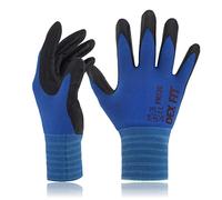DEX FIT FN320 Gants de Travail Nylon Nitrile, Confort 3D Mains Nues, Légers & Flexibles, Grip Antidérapant, Compatibles Écran Tactile, Respirants & Lavables; 1 Paire (FN320 Blue, XL)