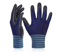 DEX FIT FN320 Gants de Travail Nylon Nitrile, Confort 3D Mains Nues, Légers & Flexibles, Grip Antidérapant, Compatibles Écran Tactile, Respirants & Lavables; Blue Marine 8 (M) 12 paires