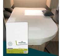 Dexitex - Drap Housse Camping Car - pour Lit Tout Fait pour Camping Car - Caravane Matelas - Lit Caravane - Lit Camping Car - Oeko-Tex - 100% Coton - Blanc - (135-160cmx190-210cm)