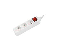 Dexlan Multiprise 3 prises avec interrupteur, câble 4,0 m, blanc