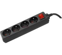 DEXLAN Multiprise 4 prises avec interrupteur noire - 1,5 m