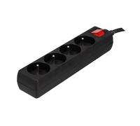 DEXLAN Multiprise 4 prises avec interrupteur noire - 1,5 m