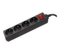 DEXLAN Multiprise 4 prises avec interrupteur noir - 4,0 m