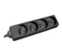 DEXLAN Multiprise 4 prises sans interrupteur noire - 1,5 m