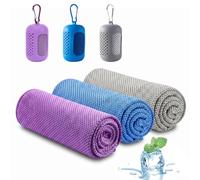 Dexpally 3 Pièces Serviette Rafraichissante Serviette Sport Musculation Cool Towel Serviette de Refroidissement en Microfibre pour Sport, Fitness, Voyage (Violet/Gris/Bleu)