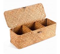 Dexpally Paniers de Rangement en Osier con 3 Scomparti, Rangement Salle de Bain Paniers pour Etagères Corbeilles Tressées pour Cuisine Salon Étagères Déco Maison et Organisation