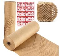 Dexpally Papier d'emballage en nid d'abeille 30cm x 50m Rouleaux de Sacs de Calage Recyclés Emballage écologique pour Protection Objets Fragiles Cadeaux et Demenagement