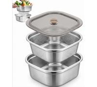 Dexpally Passoire Cuisine Inox 3600 ml Passoire Pates avec Couvercle et Panier d'Égouttage pour égoutter les pâtes, laver les légumes, les fruits et le riz