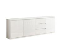 DEYTON - Buffet 3 Portes 3 Tiroirs Laqué Blanc Brillant