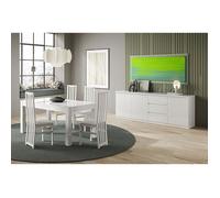 Ensemble Séjour Laqué Blanc Table 160cm + Buffet 3 Portes - DEYTON - ALTOBUY Blanc G