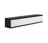 DEYTON - Meuble TV 4 Portes Laqué Noir et Blanc Brillant