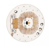 DEZENCO Tapis Enfant ⌀ 100cm, Tapis Salon Tapis Ecru, Tapis Rond, 9598