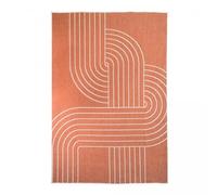 DEZENCO Tapis Exterieur 160 X 230 Cm, Terracota Et Écru Motif Géométrique Graphique, Kilim Tissé Belgique, Idéal Terrasse Jardin Balcon, 12056