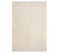 DEZENCO Tapis Salon 200 X 290 Cm, Couleur Écru, Motif Simple Relief Courbes, Tissé en Turquie, Forme Rectangulaire, Style Moderne Épuré, 9592
