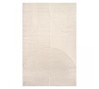DEZENCO UnAmourDeTapis Tapis Ascenseur, 140 X 200 Cm, Teinte Beige, Motif Simple Graphique Relief, Poils Ras Tissé, Fabriqué en Turquie, Idéal Intérieur, 13811