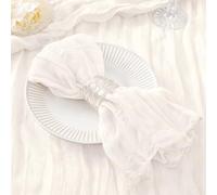DeZerlor Lot de 30 serviettes en mousseline blanche pour Noël - Lot de 30 serviettes en tissu blanc pour les fêtes - Serviettes de table de fête en vrac 53,3 x 53,3 cm pour mariage, fête prénuptiale