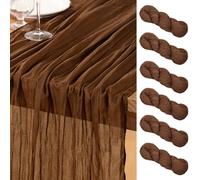 DeZerlor Lot de 6 chemins de Table en étamine Marron - 304,8 cm - Décorations de Table d'automne pour Thanksgiving, Mariage, fête prénatale, goûter