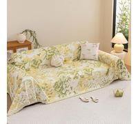 DEZYPZAM Housse de Canapé en Chenille avec Franges, Couvre-Canapé d'angle en L Universelle Antidérapante, Protection de Canapés pour 1/2/3/4 Places pour Le Salon (Jaune,180 x 230 cm)