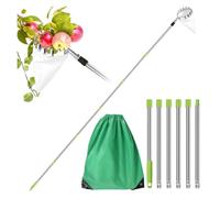 DFGRGRV Cueille Fruit Telescopique Cueille-Fruits 2,4/3,2 m avec Sac de Rangement, en Acier Inoxydable, for Oranges et Autres Fruits d'arbres. Léger et Facile à Utiliser.(1Set 2.4M)