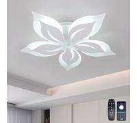Dfiacn Enfant Plafonnier Avec Télécommande Moderne Dimmable Fleur Lampe De Plafond Mémoire Chambre Protection Oculaire Lampes Aucun Scintillement Salon-Blanc