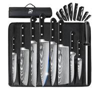 Dfito set de couteaux, 8 pièces, set de couteaux de cuisine, acier inoxydable à haute teneur en carbone, extrêmement tranchant, étui à roulettes, set de couteaux de chef professionnel