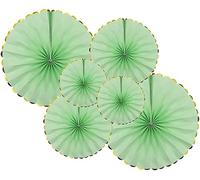 DFLINGA Lot de 6 guirlandes Rondes en Papier à Motifs Roses, Verts et Bleus, éventails en Papier à Suspendre, décoration de fête d'anniversaire de Mariage