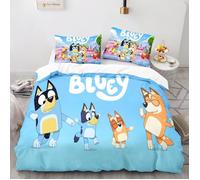 DFn-8980 Ensemble de literie Bluey avec housse de et taies d'oreiller linge de lit 3D décoration de la maison Taille:200*200cm