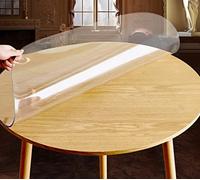 DG Catiee Protection de table ronde en PVC transparent, Nappe en plastique transparente imperméable antidérapante résistante à la chaleur pour bureau, effaçable (100cm)