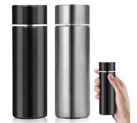 DGMI Lot de 2 petites bouteilles d'eau en acier inoxydable - 150 ml - Portable - Garde les boissons froides et chaudes pour les voyages (noir + argent)