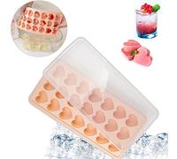 DGN 21 Trous Silicone Facile à Démouler Moule Glaçons en Forme de Cœur | Bac à Glaçon avec Couvercle Caoutchouc pour Whisky, Cocktails, Glaces, Fruits, Boissons, Chocolat, Rose, 28 ×14cm