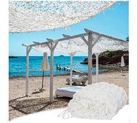DGSFES Filet Camouflage Blanc Renforcé, Protection Solaire De Chasse, Décoratif Militaire, Photographie Animalière, Protection Jardin, 2X8m
