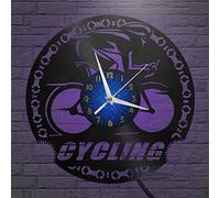 DGYOUHE-ZS YH Horloge Murale de Disque Vinyle de Course de vélo 30CM, Horloge LED silencieuse et sans tic-tac, Convient à la Cuisine, au Salon, à la Chambre-B