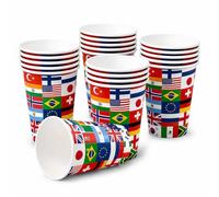 DH-Konzept Lot de 10 gobelets * Drapeaux du monde * pour Coupe du monde de football 2026, fête et anniversaire | Drapeaux de la Terre Gobelets en carton gobelets de fête