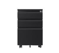 Dh2yjnbf3 Bureau Armoire en Acier à Trois tiroirs avec roulettes, classeur de Bureau Mobile, Armoire Courte Serrure épaisse Meuble de Rangement