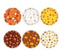 DHAIQC Lot de 48 Assiettes Jetables Automne 18 cm, Citrouille Assiette Carton Jetable Vaisselle Anniversaire pour Gâteaux Desserts Anniversaires Mariages Articles De Fête D'automne (Automne)