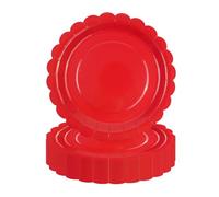 DHAIQC Lot de 50 Assiette Carton Rouge de 23 cm, Festonnées Assiette Jetable Vaisselle Jetable Anniversaire Pour Gâteaux Desserts Anniversaires Baby Showers Mariages Décorations (Rouge, 23cm)