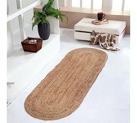 Dhaka Tapis ovale tressé à la main en jute indienne naturelle - Taille M, 60 x 180 cm