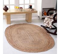 Dhaka Tapis ovale tressé à la main en jute indienne naturelle - Taille S, 60 x 90 cm