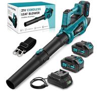 Dhapy Souffleur de Feuilles sans Fil 21 V avec 2 Batteries 4,5 Ah | Moteur sans Balais 600 W, 5 Niveaux de Puissance + Turbo, avec Chargeur et Tube d’Extension pour Jardin, Terrasse