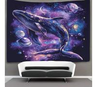 DHBANEIOK La baleine 3D Effet Tapisserie Art Mural Tapisserie Murales DécoSourision Murale En Tissu Pour Chambre Salon Serviette De Plage Tenture Murale 150cmx200cm