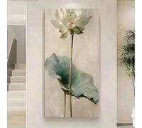 DHFGHFJ Élégante toile représentant une fleur de lotus, grand format (60 x 120 cm, sans cadre), idéale pour le salon, la chambre ou le bureau. Décoration murale sobre.