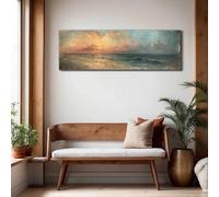 DHFGHFJ Tableau mural paysage marin mélancolique sur toile, impression horizontale vintage grand format, décoration murale bohème au-dessus du canapé/lit (50 x 150 cm, sans cadre)