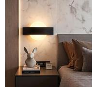 DHGIE Applique Murale LED Moderne Pour Miroir Lampe Murale Minimaliste À Demi-globe En Acrylique Avec Cadre Métallique Éclairage Décoratif Intérieur Filaire Pour Miroir Salle De Bain(Noir)