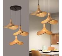 DHGIE Suspension Luminaire Bambou Industriel Plafond En Osier Naturel Vintage Avec Culot Noir E27*3 Abat-jour En Rotin Pour Salle À Manger Cuisine Salon
